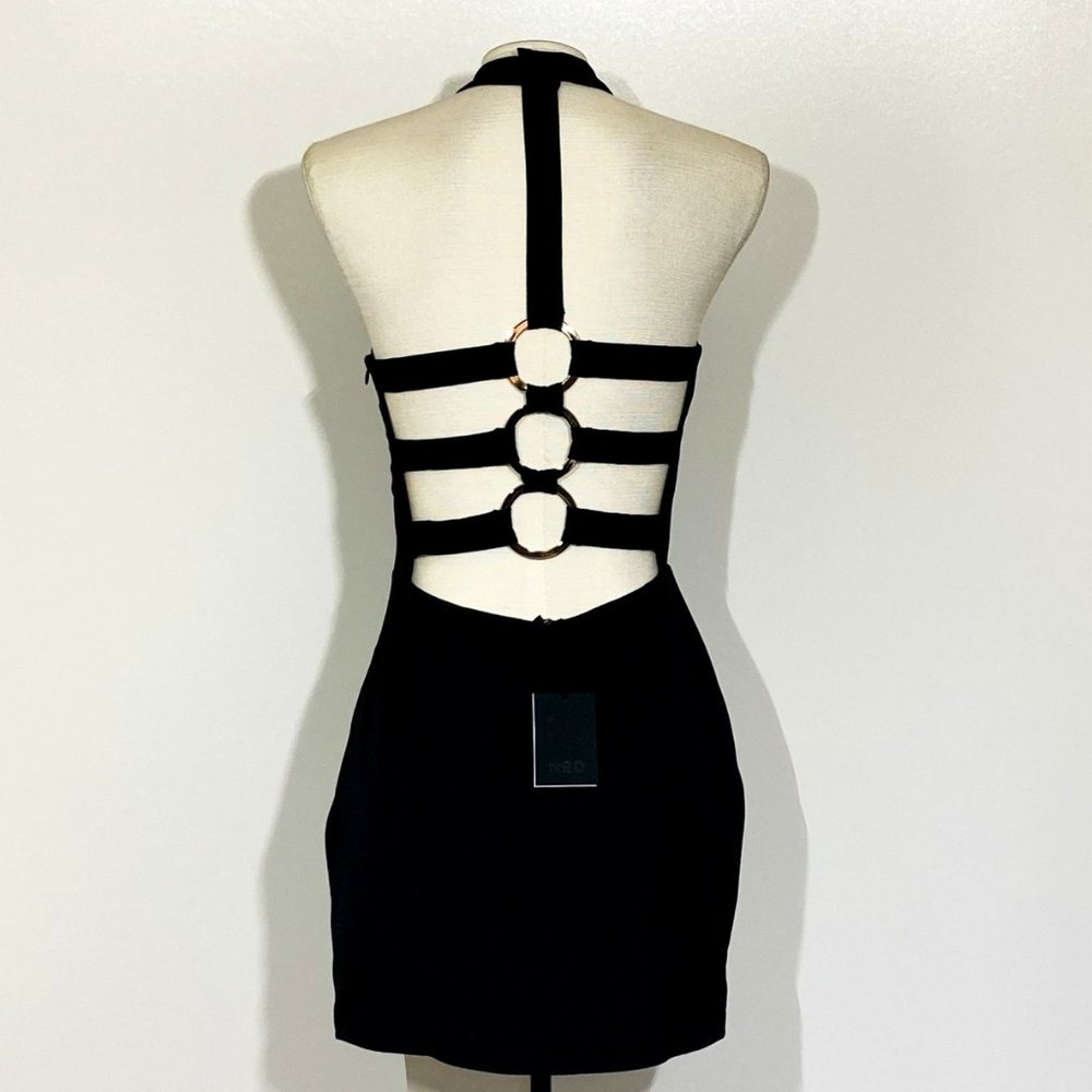 NBD Fiona Black Halter Dress Open Back